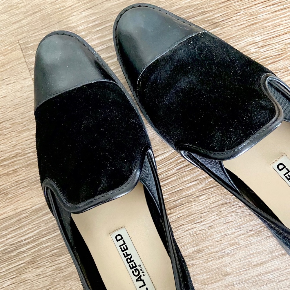 Karl Lagerfeld velvet slip ons- sz 6.5